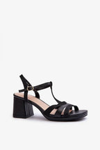 Women Open Toe Ankle Strap Block Heel Sandals