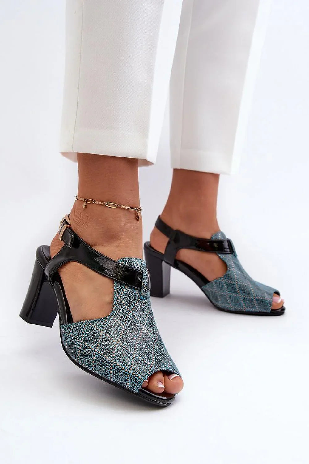 Women Peep Toe Block Heel Sandals