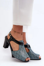 Women Peep Toe Block Heel Sandals