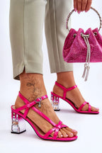 Women Rhinestone Strappy Block Heel Sandals