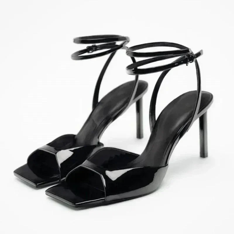 Women Square Toe Strappy Stiletto Heels