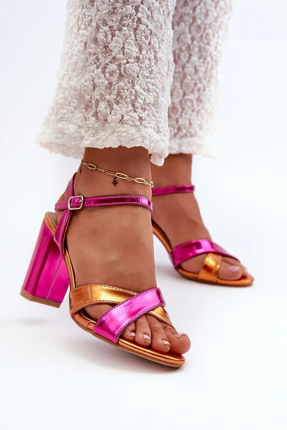 Women Strappy Ankle Strap Block Heel Sandals