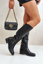 Women Thigh High Boots - Low Block Shoes