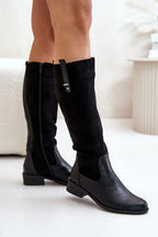Women Thigh High Boots - Low Block Shoes