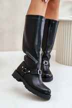 Women Thigh High Boots - Low Block Shoes