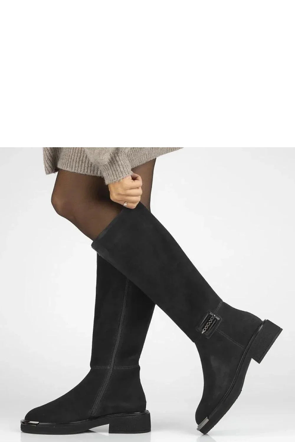 Women Thigh High Boots - Low Block Shoes