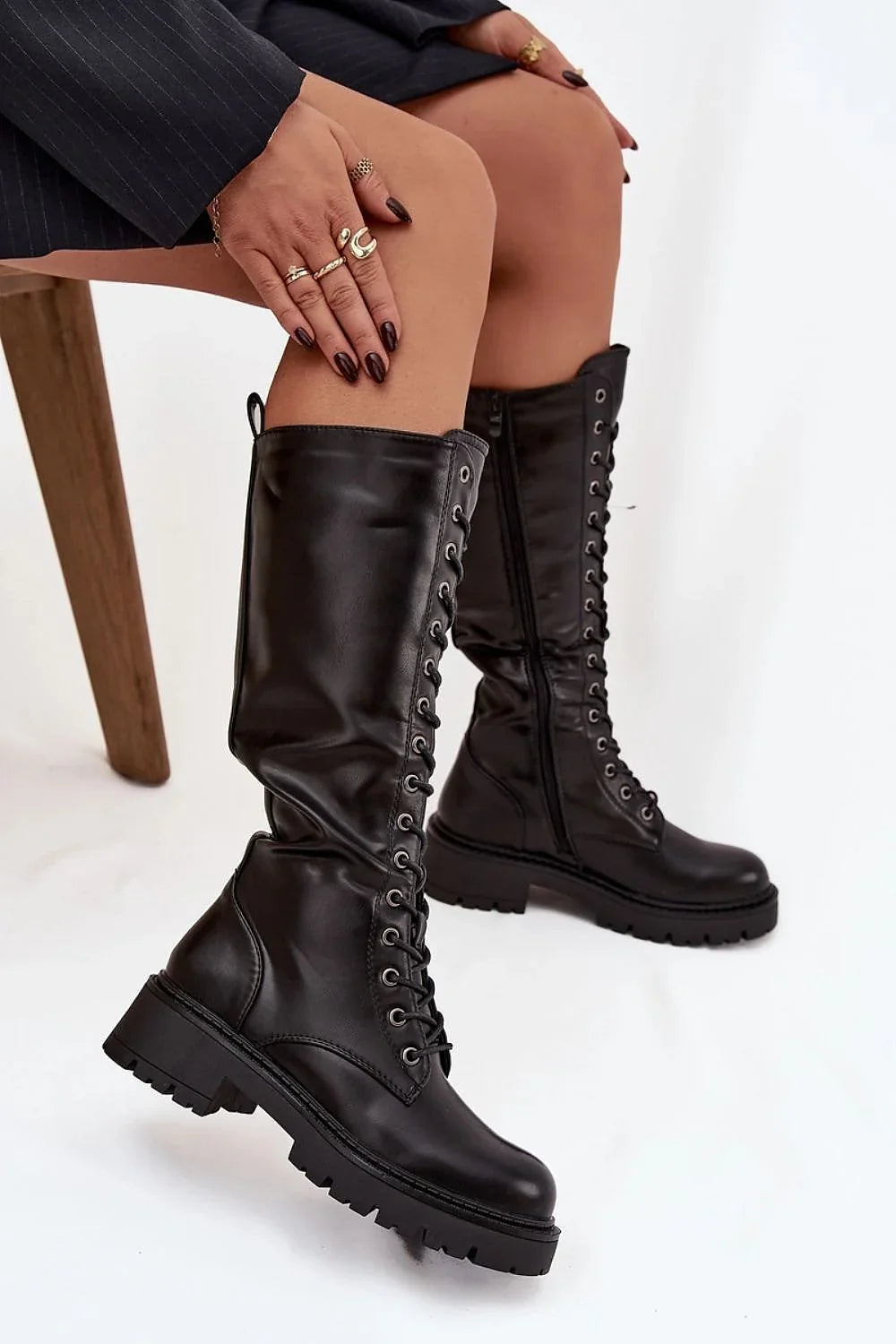 Women Thigh High Boots - Low Block Shoes