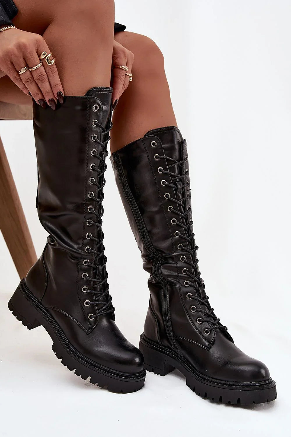Women Thigh High Boots - Low Block Shoes
