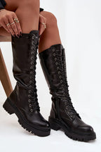 Women Thigh High Boots - Low Block Shoes