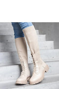 Women Thigh High Boots - Low Block Shoes