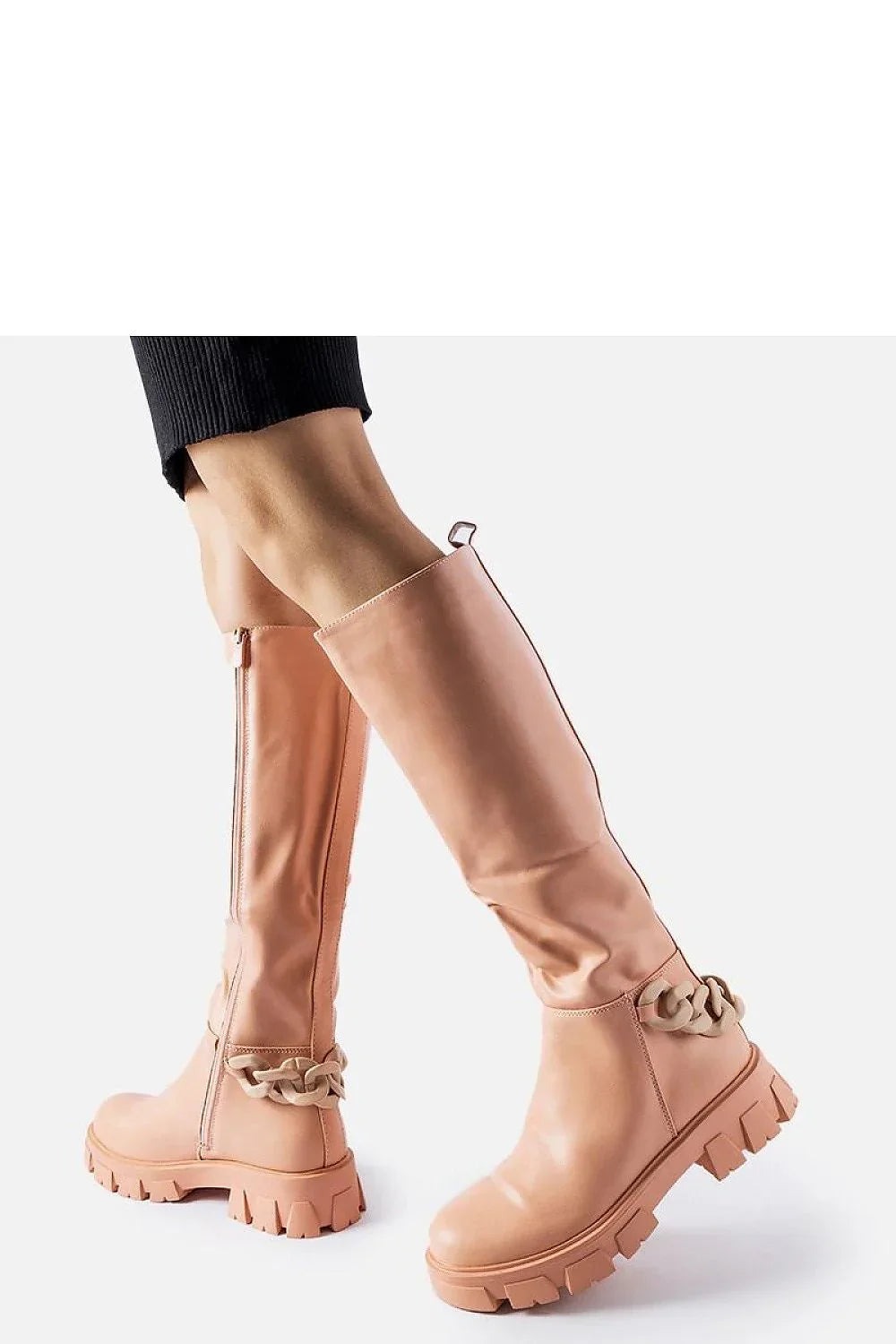 Women Thigh High Boots - Low Chunky Shoes