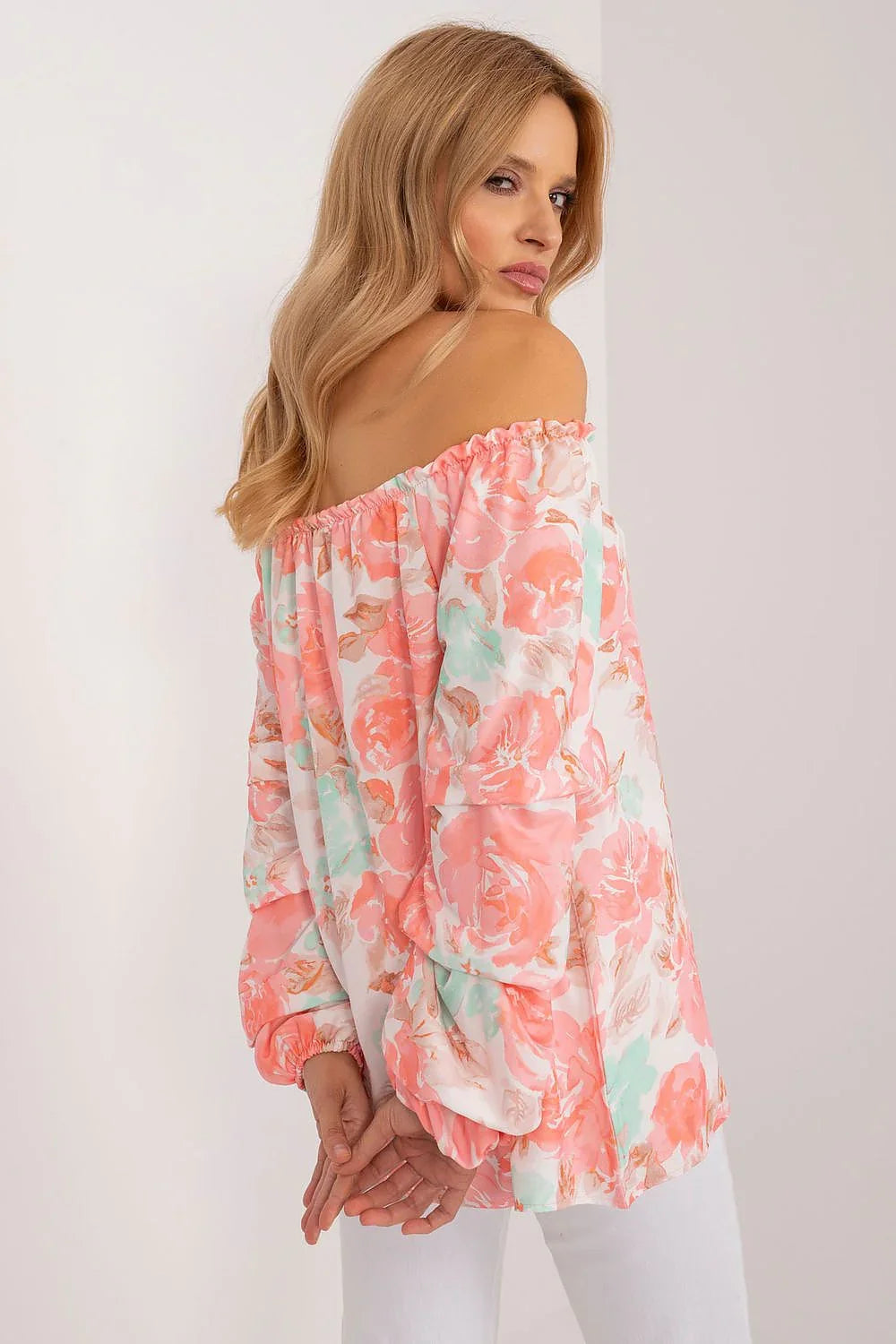 Women's Bardot Blouse - Floral Hip Length