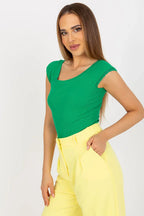 Women's Boat-Neck Blouse - Solid Waist Length