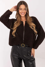 Women's Boucle Zip Cardigan Sweater