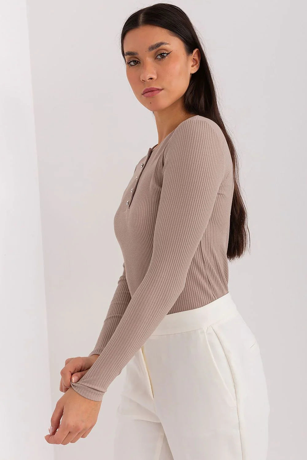 Women's Button-Down Casual Blouse - Striped Waist Length