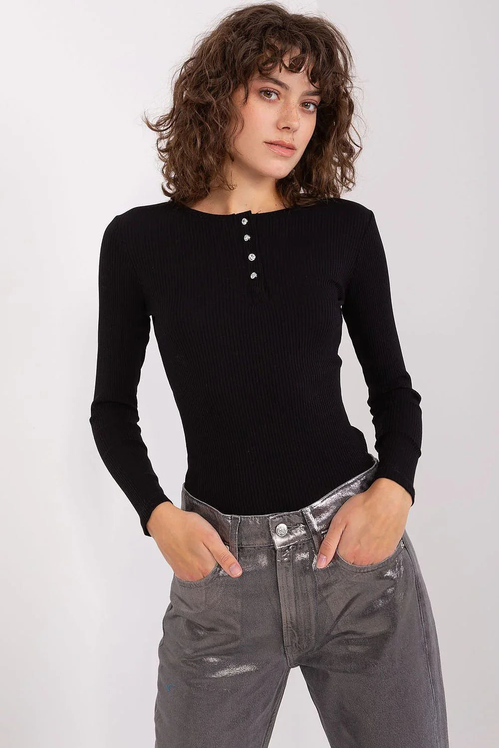 Women's Button-Down Casual Blouse - Striped Waist Length