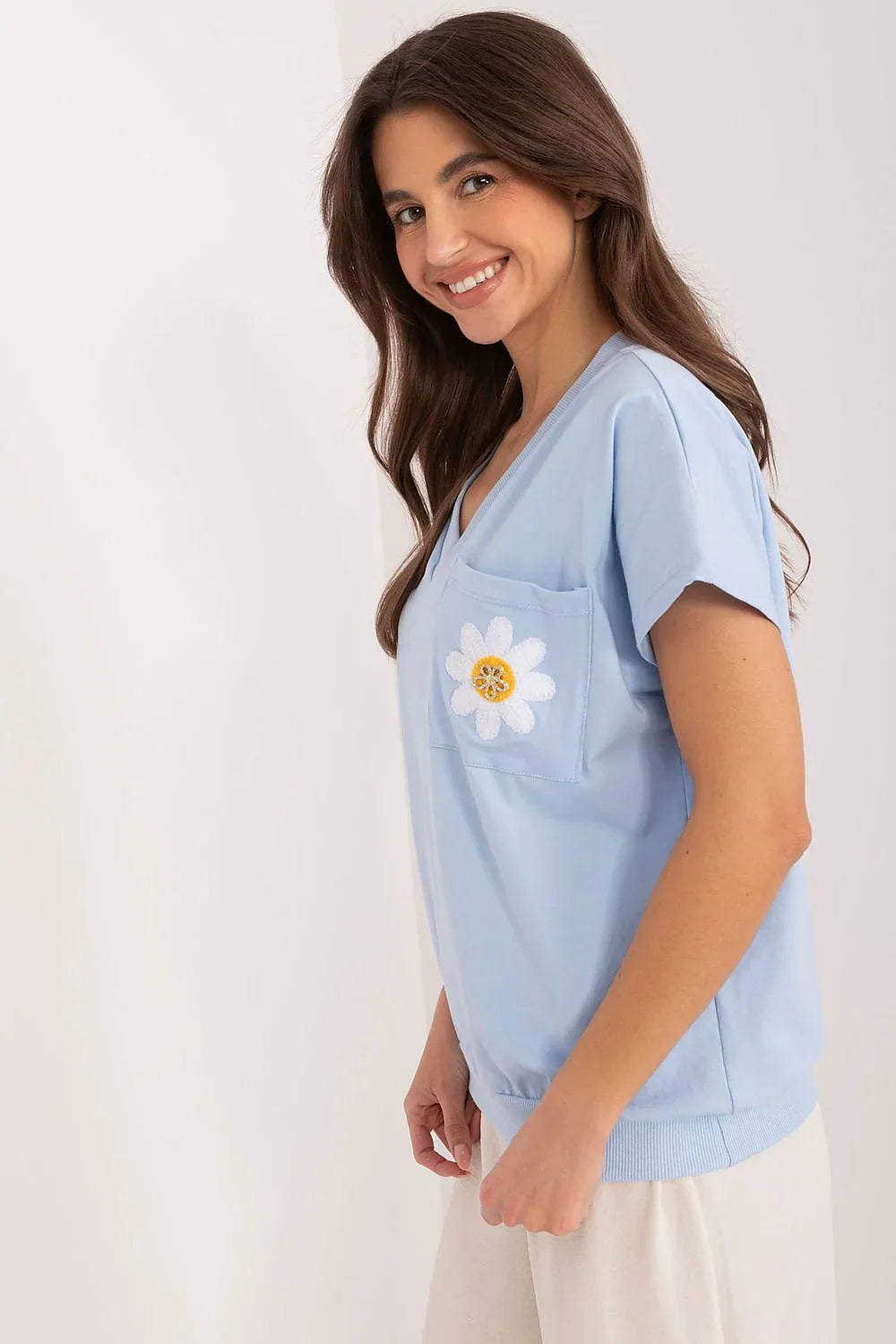 Women's Casual Blouse - Embroidered Hip Length