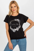 Women's Casual Blouse - Floral, Logo Hip Length