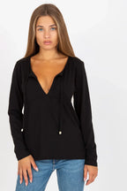 Women's Cotton Blouse - Solid Hip Length