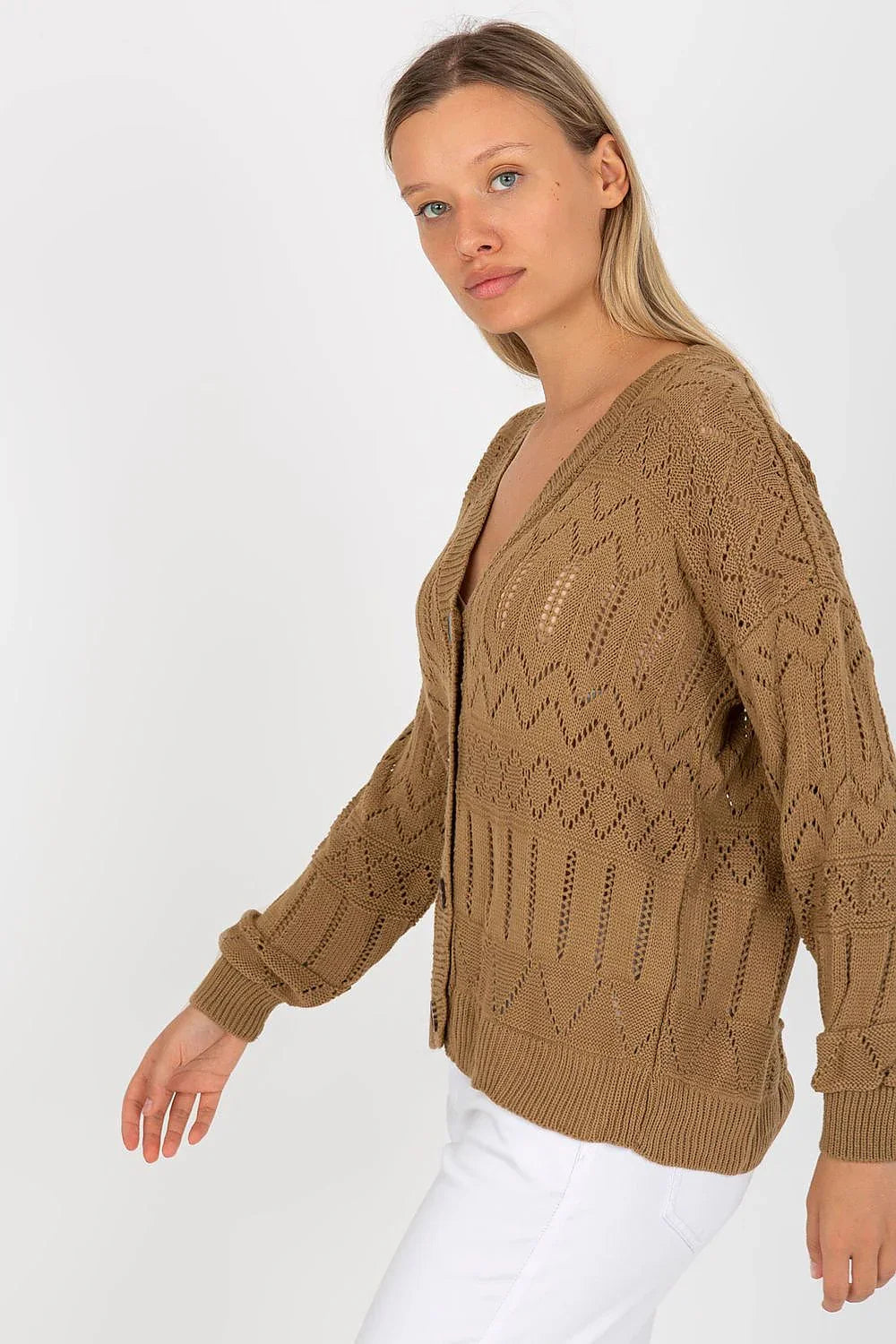 Women's Cotton Textured Cardigan Sweater