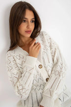Women's Cotton Textured Cardigan Sweater