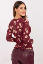 Women's Draped Blouse - Floral Waist Length