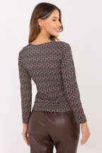 Women's Draped Blouse - Geometric Waist-Length