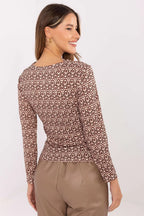 Women's Draped Blouse - Geometric Waist-Length