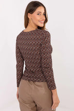 Women's Draped Blouse - Geometric Waist-Length