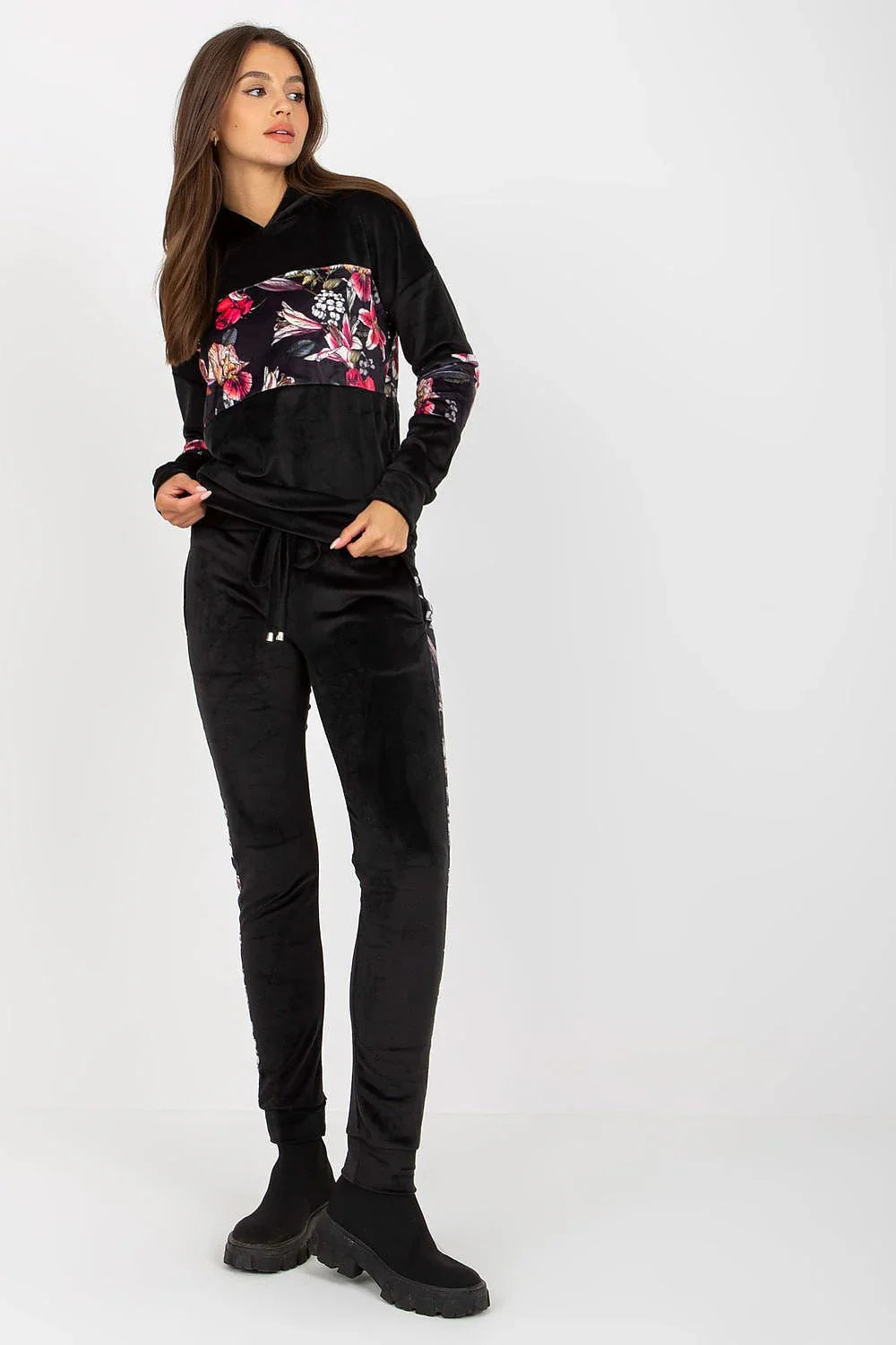 Women’s Floral Hoodie and Tapered Pants Set