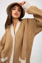 Women's Geometric Longline Cardigan Sweater