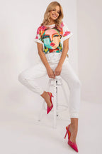 Women’s Graphic Blouse and Tapered Pants Set