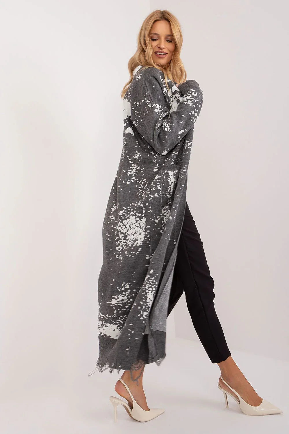 Women's Graphic Longline Cardigan Sweater