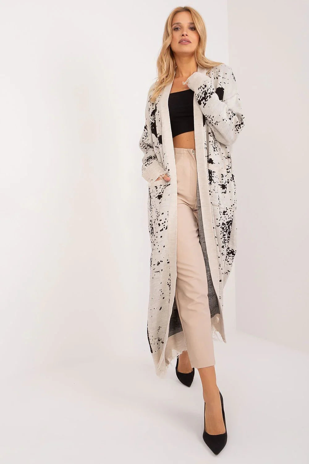 Women's Graphic Longline Cardigan Sweater