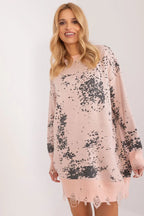 Women's Graphic Longline Pullover Sweater