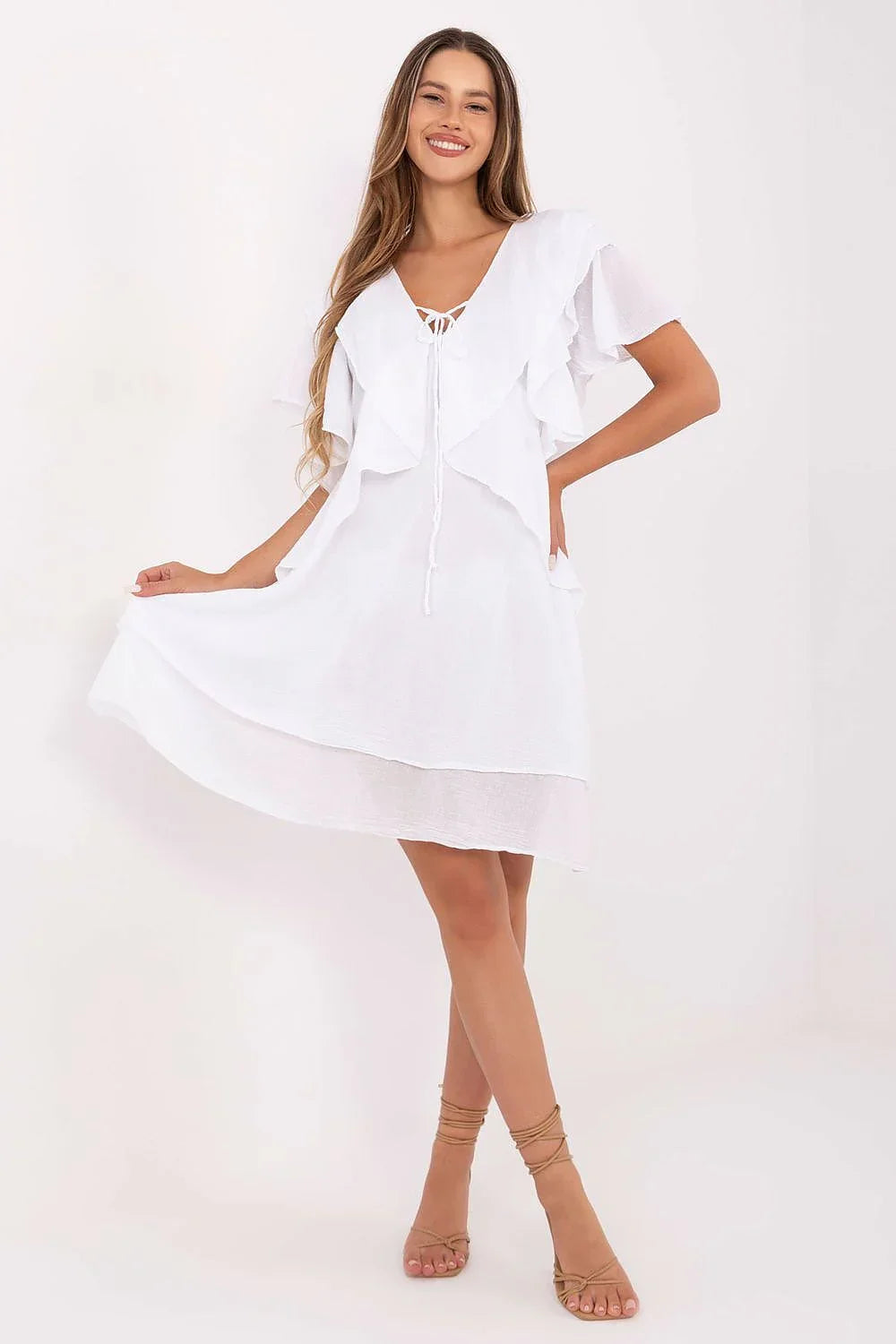 Women's Knee-Length Day Dress – Oversized With Short Sleeves