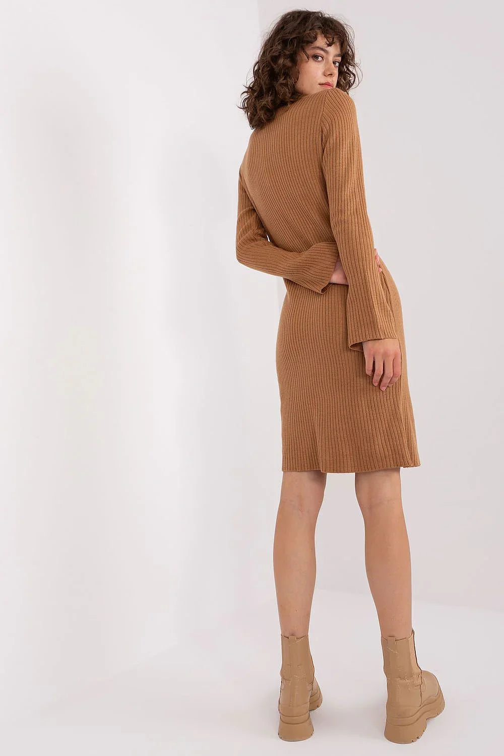 Women's Midi Day Dress – Regular Fit With Long Sleeves