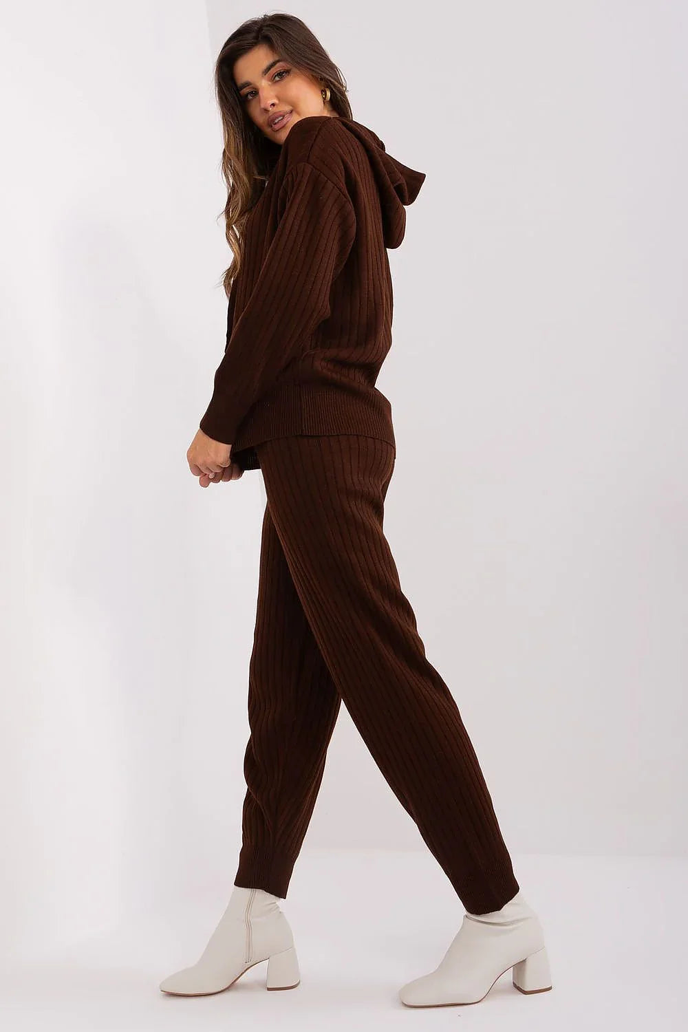 Women’s Ribbed Hoodie and Tapered Pants Two Piece Set