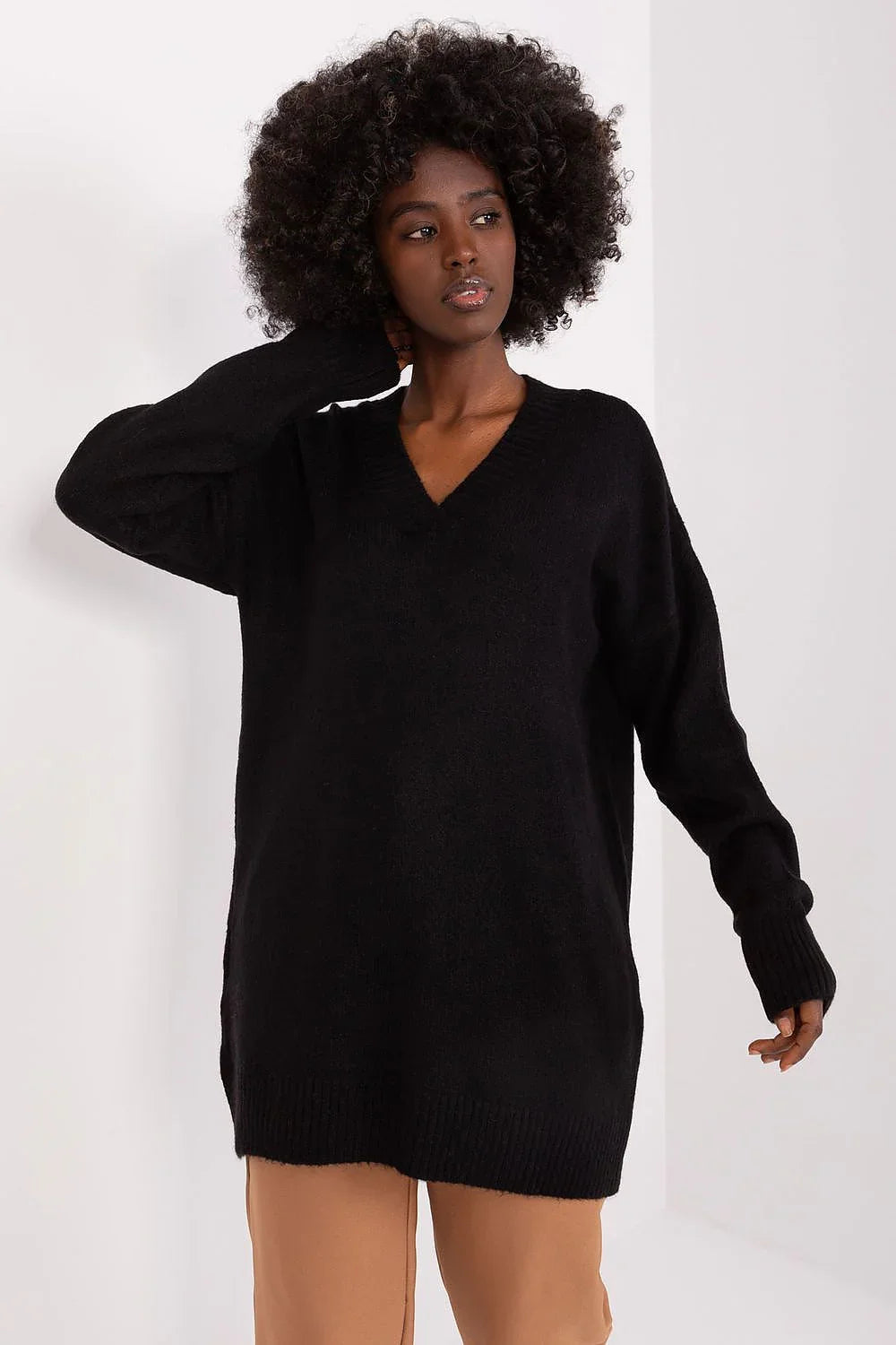 Women's Solid Longline Pullover Sweater