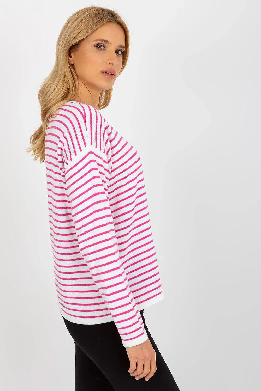 Women's Striped Crew Neck Pullover Sweater