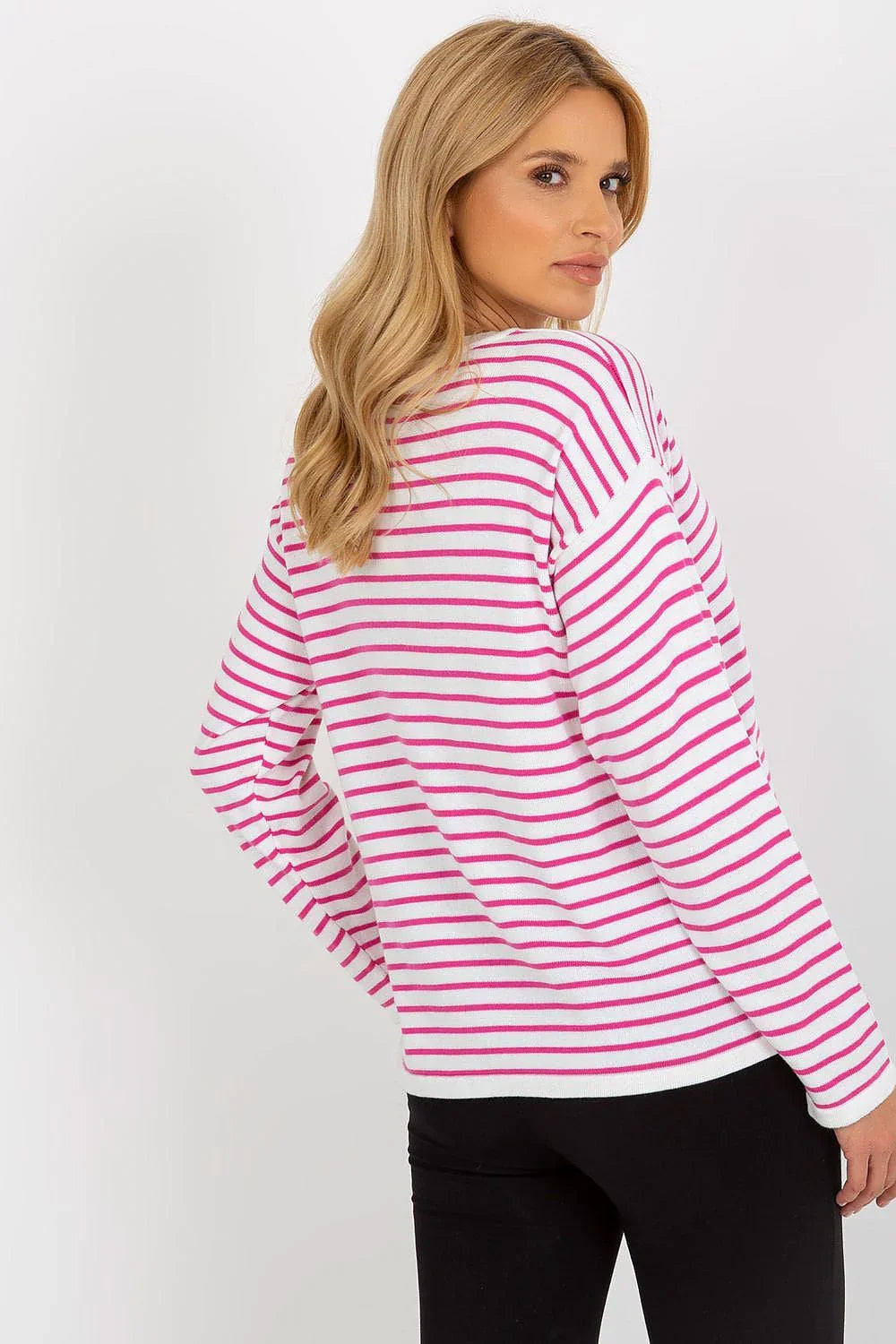 Women's Striped Crew Neck Pullover Sweater