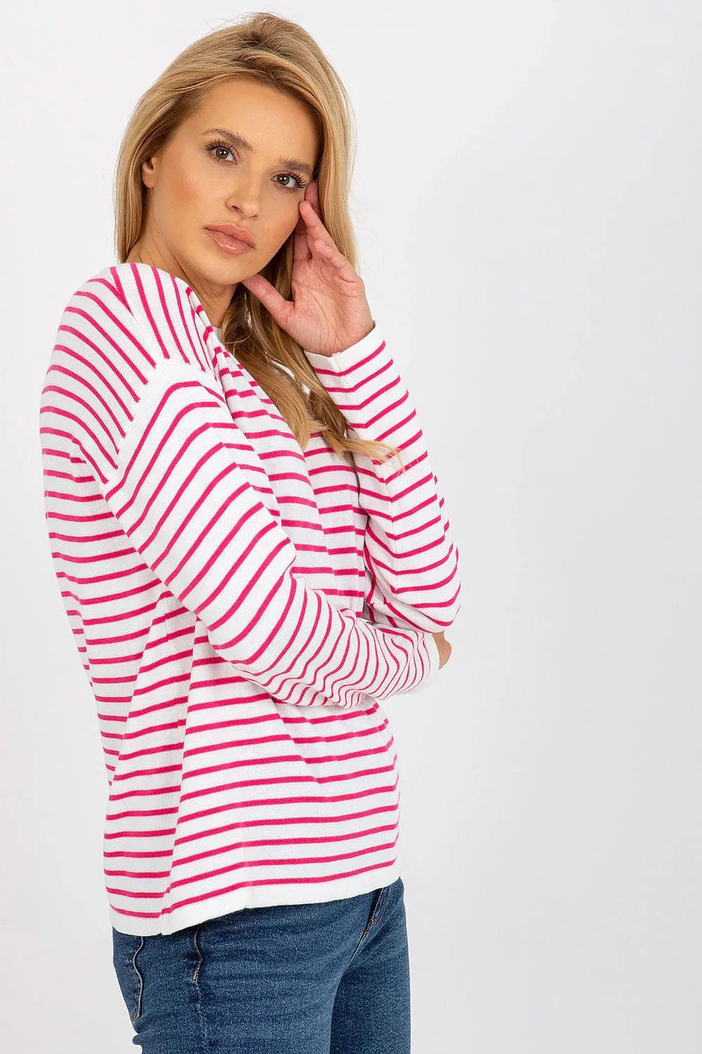 Women's Striped Crew Neck Pullover Sweater