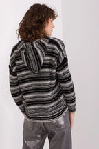 Women's Striped Hooded Zip Cardigan Sweater
