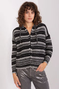 Women's Striped Hooded Zip Cardigan Sweater