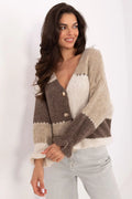 Women's Striped V Neck Cardigan Sweater