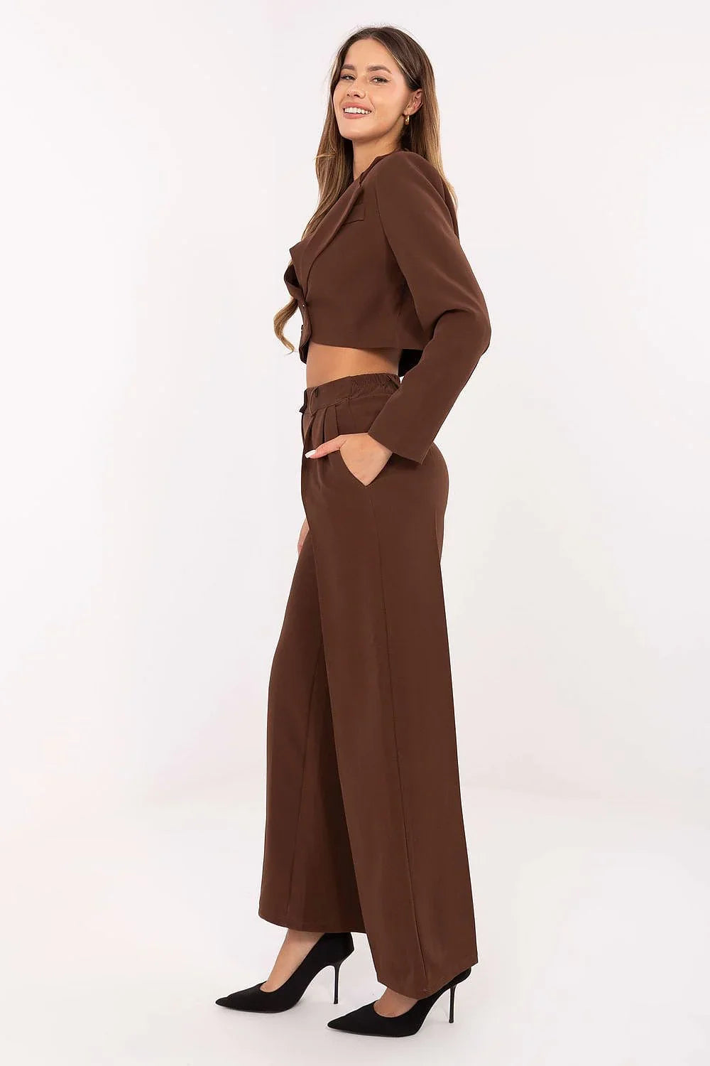 Women’s Tailored Blazer and Wide Leg Pants Suit Set