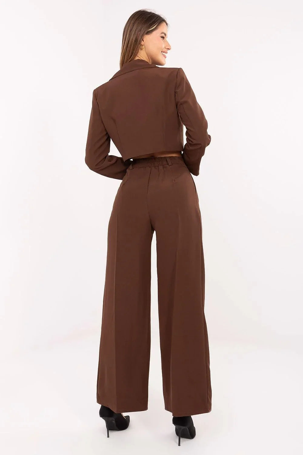 Women’s Tailored Blazer and Wide Leg Pants Suit Set