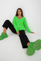 Women's Textured Cable Knit Cardigan Sweater