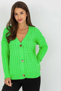 Women's Textured Cable Knit Cardigan Sweater