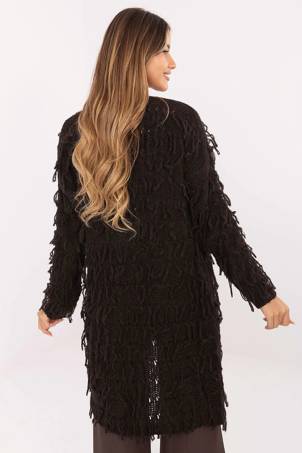 Women's Textured Longline Cardigan Sweater